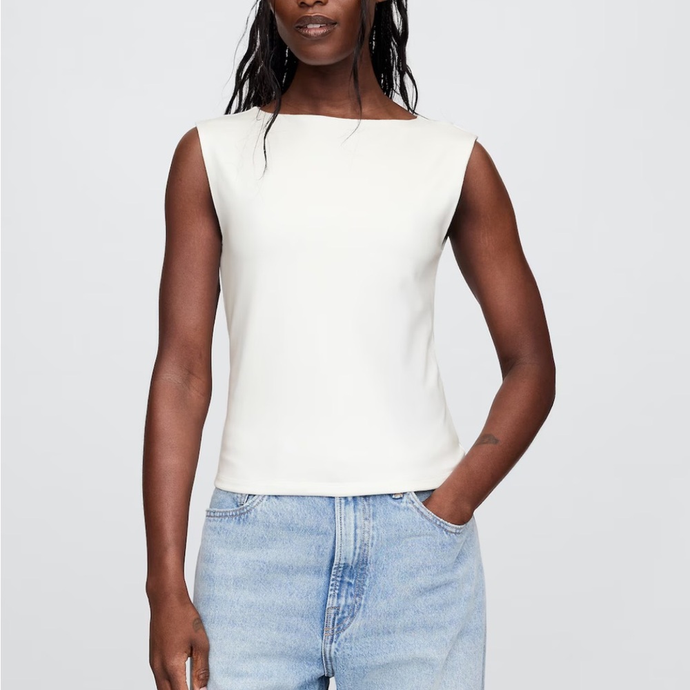 GAP Cream Fitted Sleeveless Tank Top